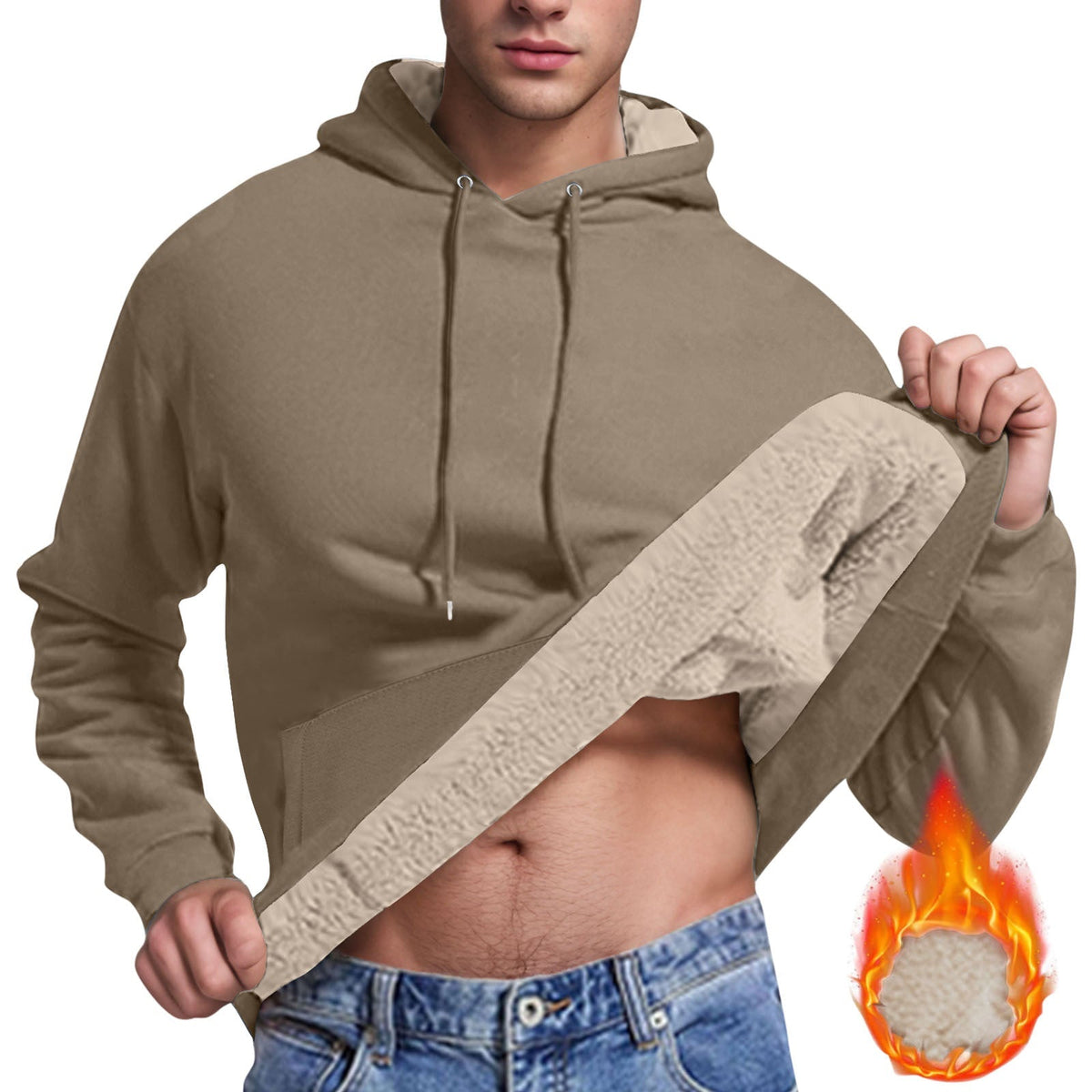 Street Wave Mens Fleece Hoodie With Cozy Sherpa Lining For Cold Weather Comfort All Day Warmth