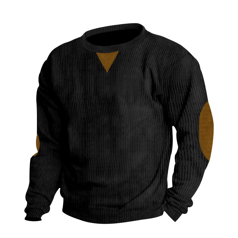 Street Wave Women's Ribbed Knit Pullover With Faux Leather Details And Elbow Patches