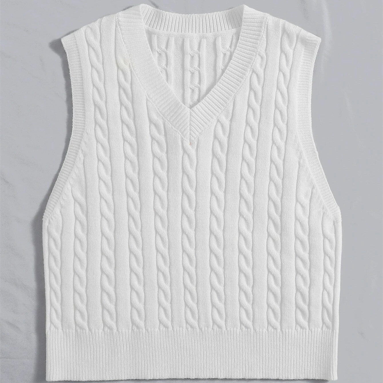 Street-Wave Womens Cable Knit Vest With V-Neck For Women Soft Cotton Blend Versatile Layering