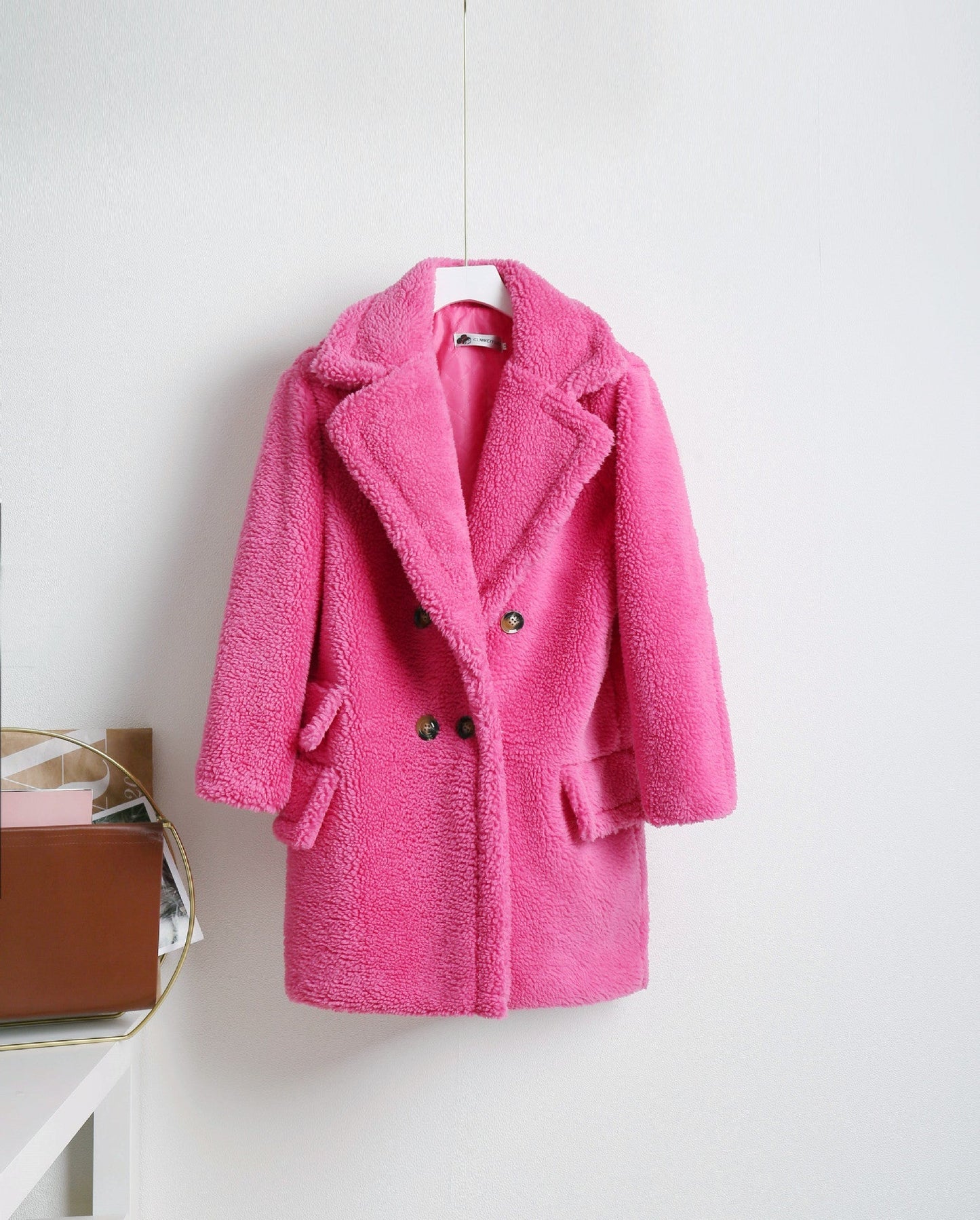 Street-wave Women's Cozy Double-Breasted Sherpa Coat In Sky Blue Plush For Winter Warmth And Style