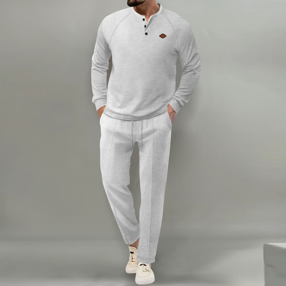 Street-Wave Mens Premium Lounge Set With Button Placket Top And Elegant Pocket Pants