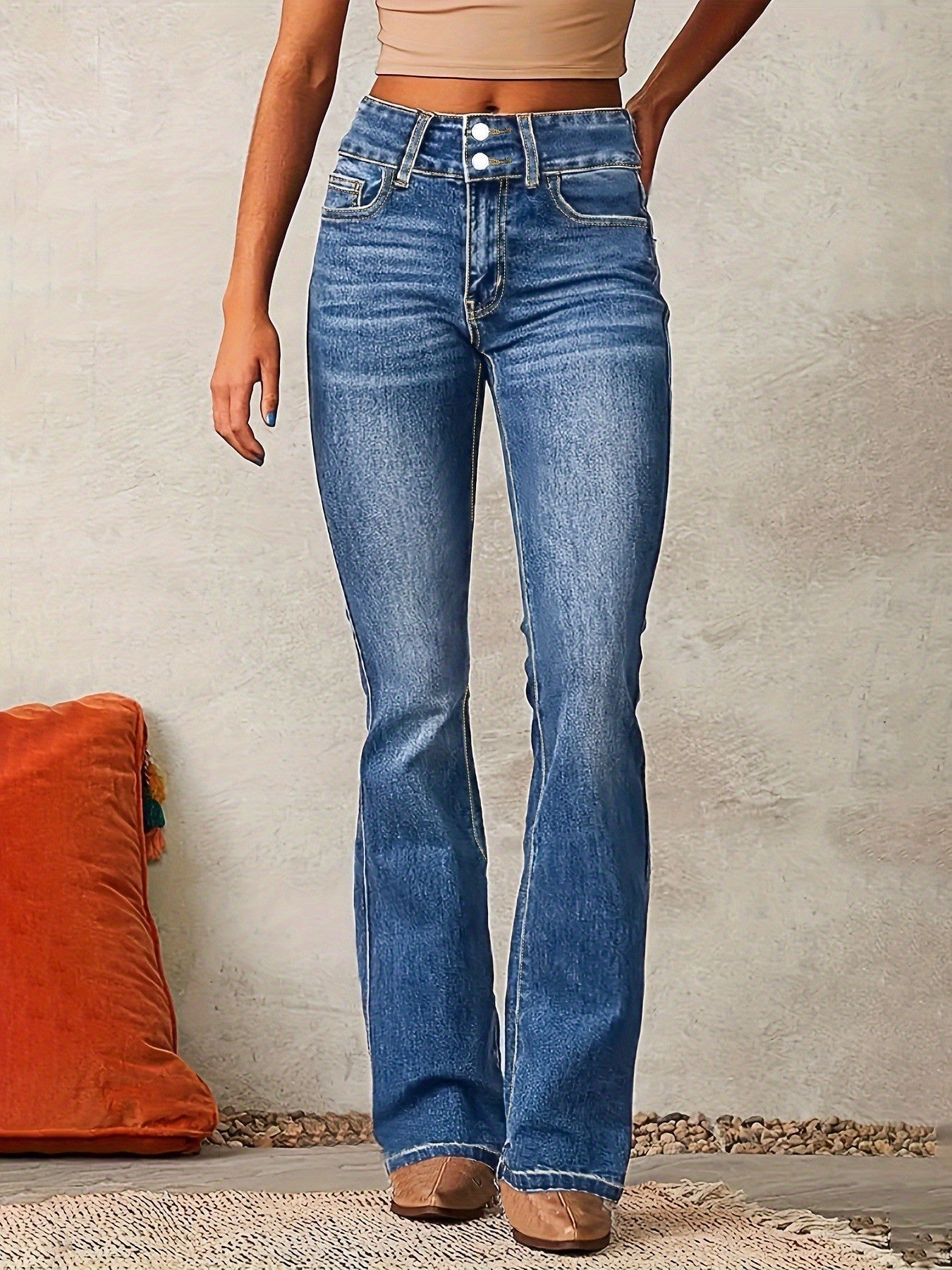 Street-Wave Women Flared Jeans High Waist for a Flattering Silhouette and Comfort