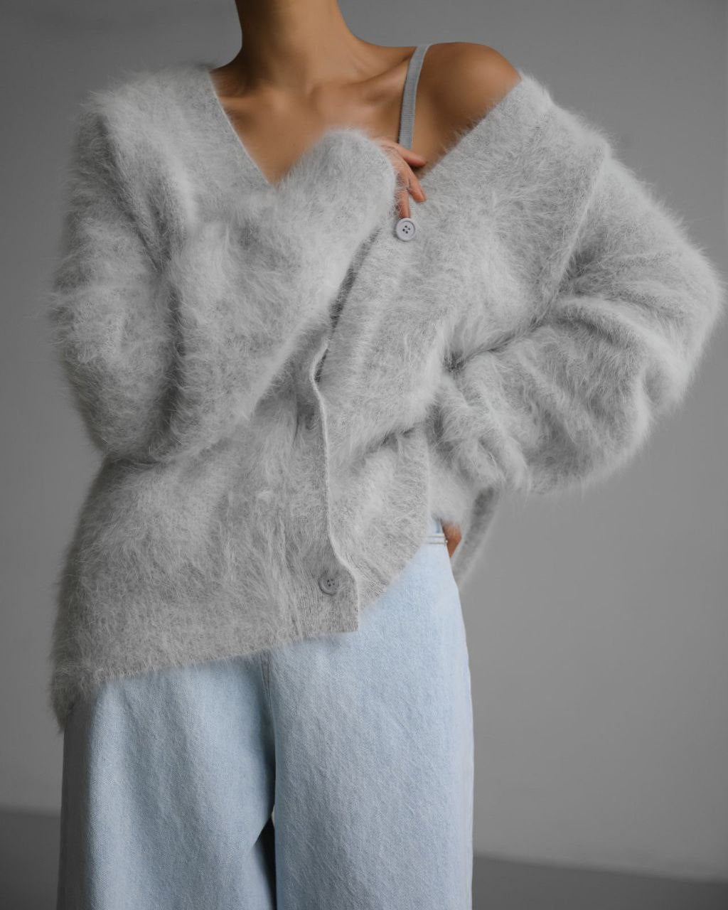 Street-wave Soft Fuzzy Button-Front Cardigan For Women, Oversized Cozy Knit For All Seasons