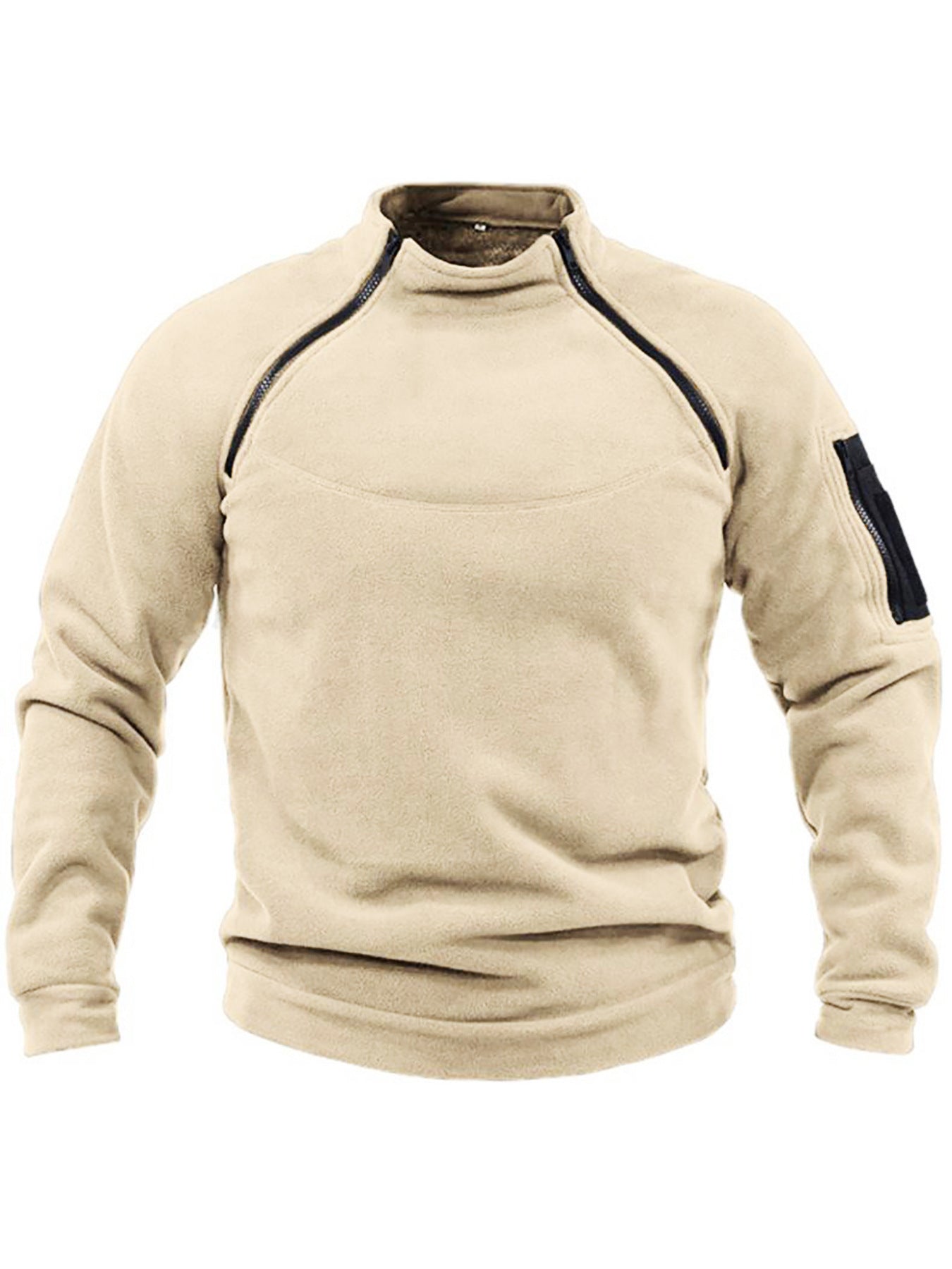 Street-wave Men's Thermal Fleece Pullover With High Collar And Zipper Pocket For Cold Weather Comfort