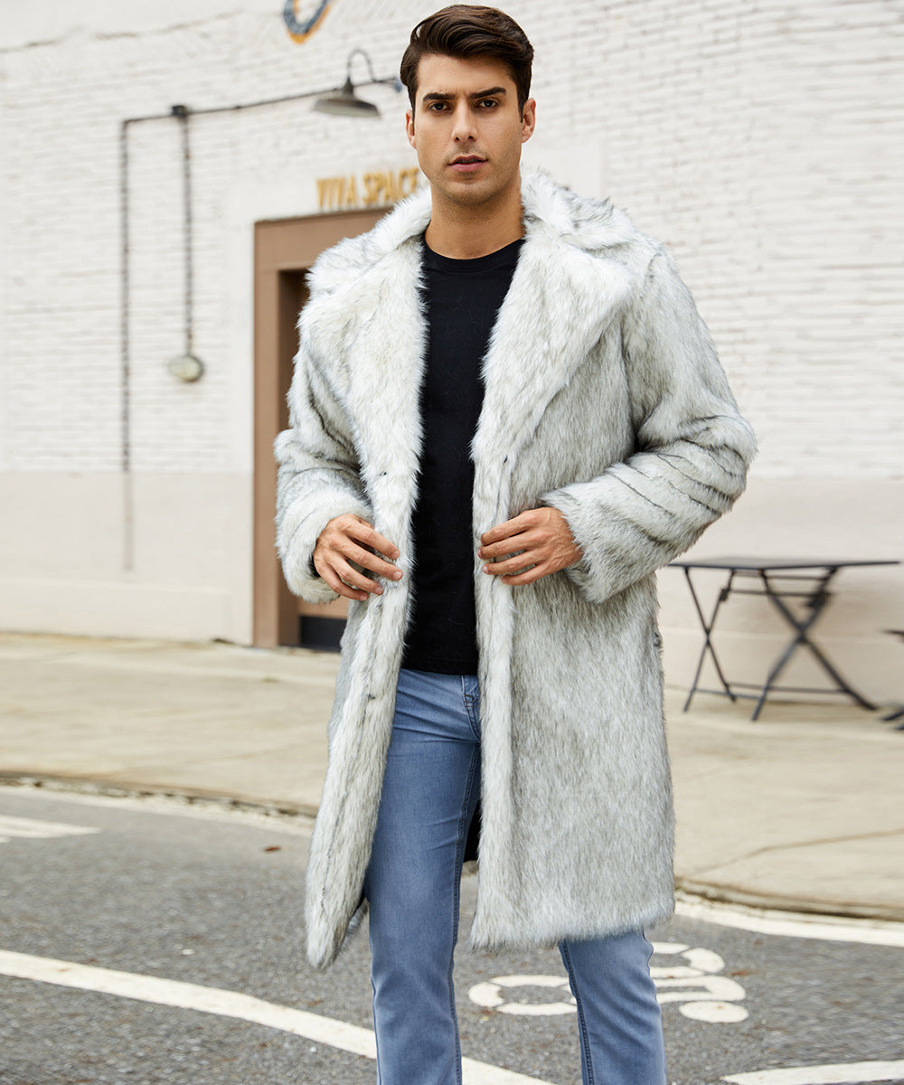 Mens Faux Fur Coat With Wide Collar Luxurious Comfort Streetwave For Fashionable Men