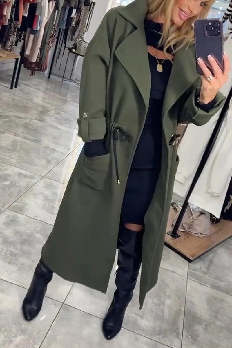 Streetwave Womens Transitional Coat With Waist Tie And Practical Pockets For Chic All Season Wear