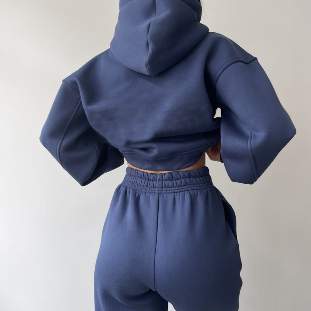 Street-wave Women's Hoodie Set Loose-Fit Cropped Hoodie And Sweatpants Soft Comfort Versatile Lounge Wear