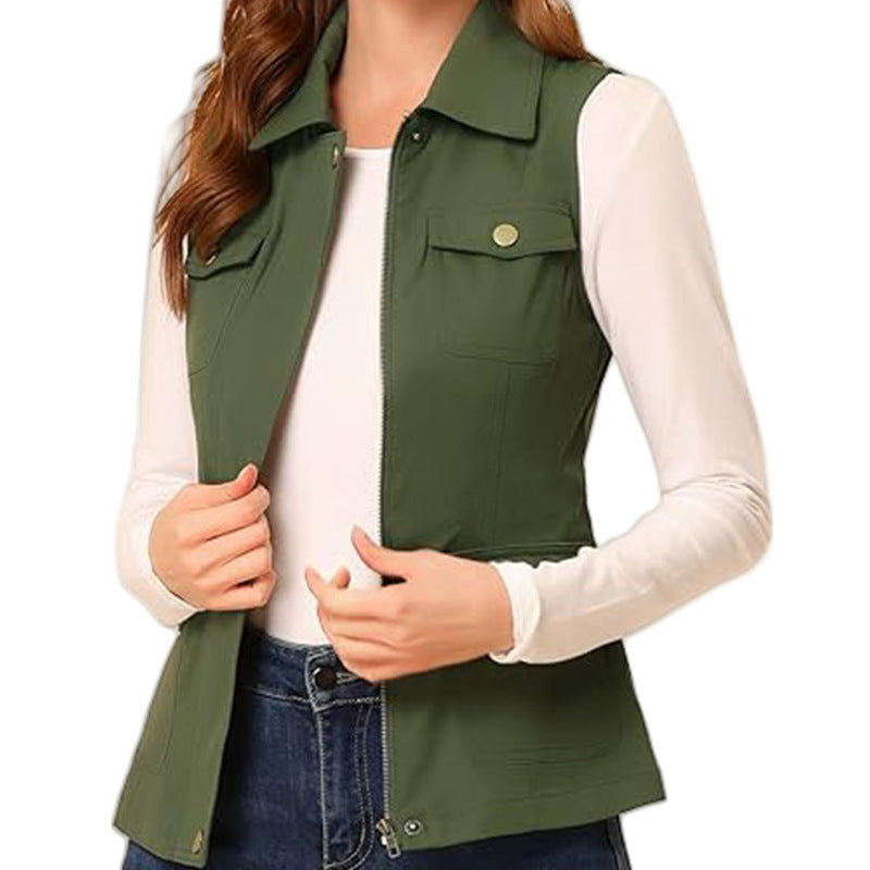 Street-wave Womens Functional Camping Vest With Zippered Pockets Durable Breathable Outdoor Vest For Active Women