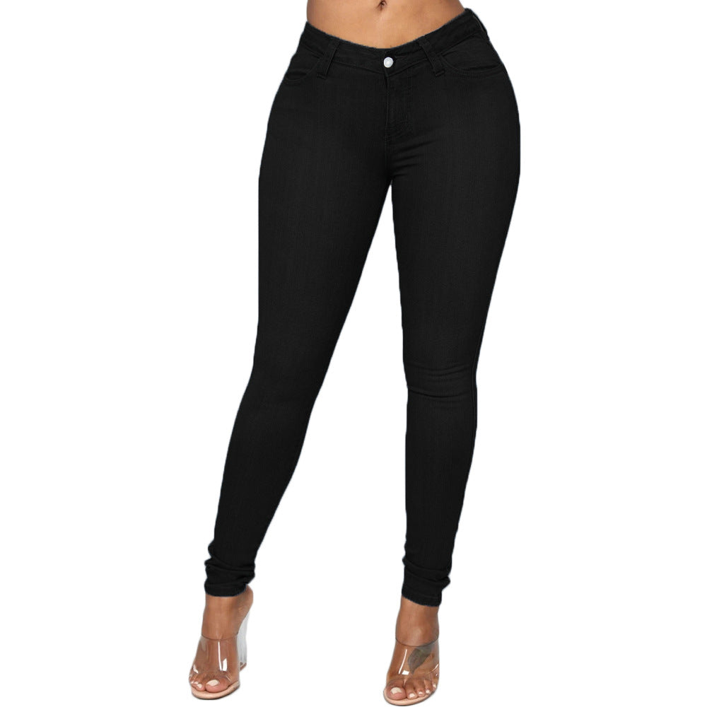 Street-wave Women High-Waist Skinny Jeans Flattering Fit Stretch Denim for Everyday Style