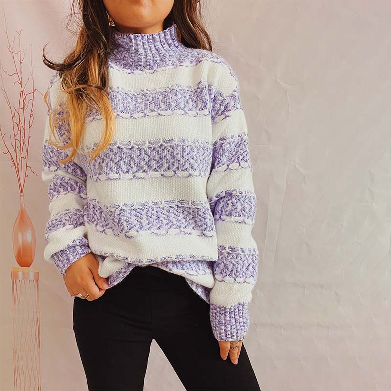 Street-Wave Soft Knit Cardigan With Textured Stripes Acrylic Cozy Warm For Women