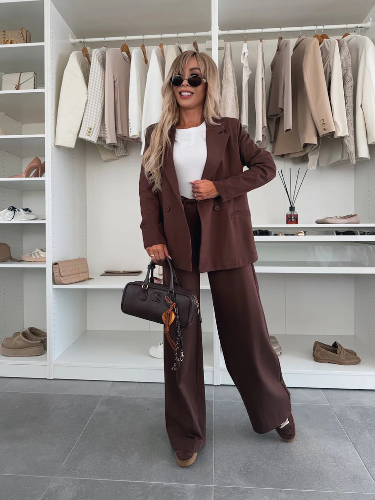 Street Wave Women's Oversized Blazer Set With High Waist Pants Polished Look