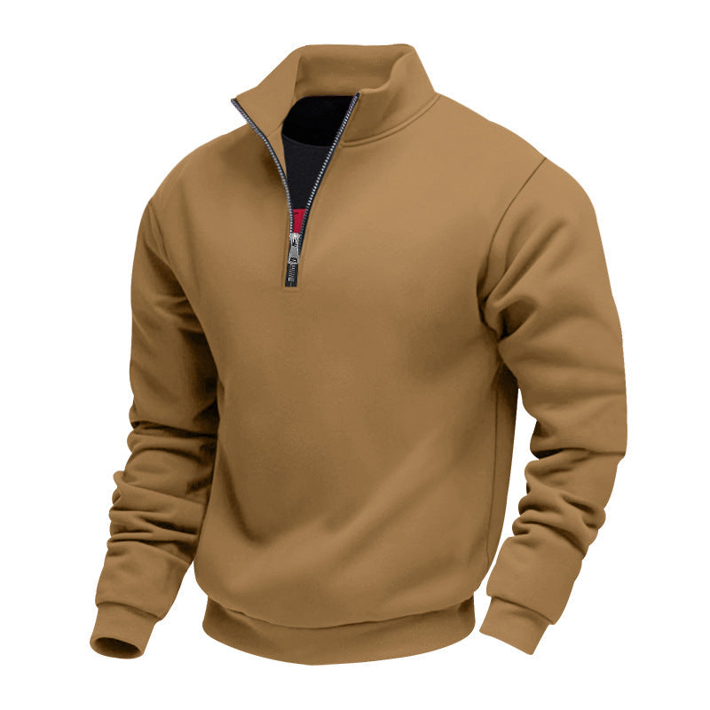 Street Wave Men Lightweight Fleece Pullover With Stand Collar Half Zip Cozy Comfort