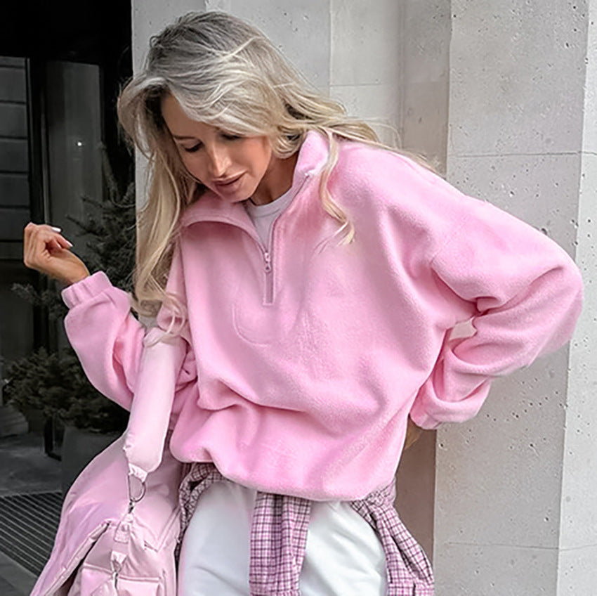 Street-wave Women's Fleece Pullover Cozy Warmth Premium Soft Hundred Percent Fleece Half Zip Modern Casual