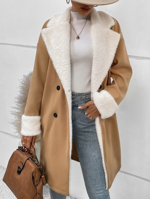 Street-Wave Wool Blend Trench Coat With Cozy Fleece Lining For Women Warm Everyday Style
