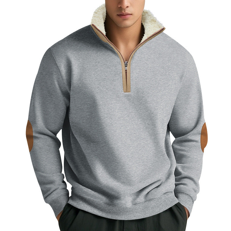 Men's Fleece Pullover Street-Wave With Stand Collar And Contrast Details For Style-Minded Men