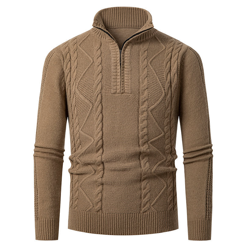 Men's Cable Knit Sweater With High Collar By Street Wave For Warm Comfort And Style