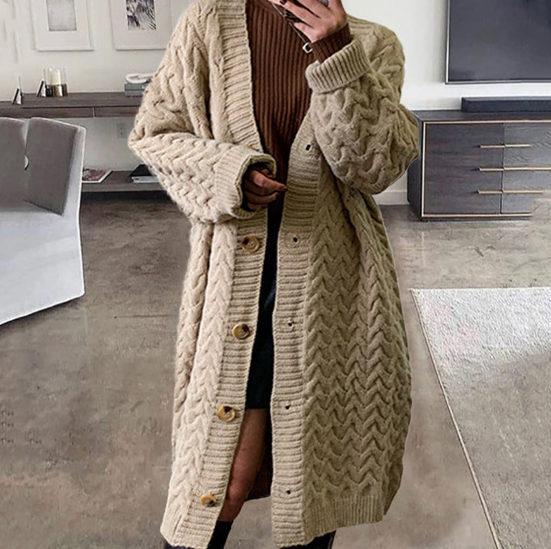 Street-wave Womens Oversized Knit Cardigan Cozy Wool Warmth
