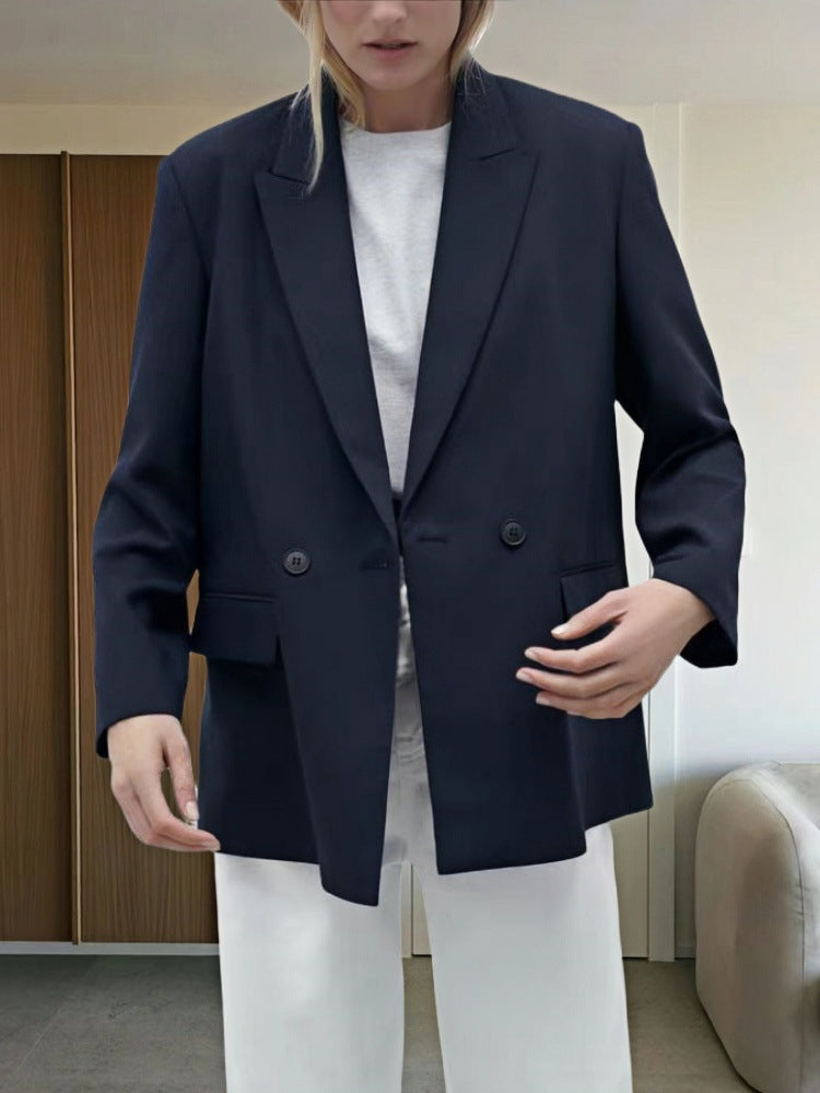 Street Wave Womens Oversized Blazer Elegant Double Breasted Design With Pockets For Modern Wardrobe