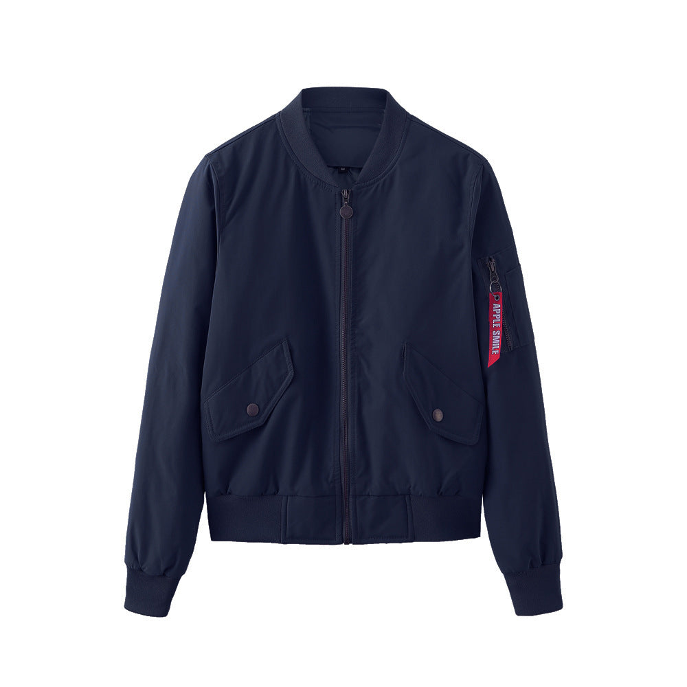 Street Wave Women Bomber Jacket With Practical Side Pockets And Elastic Cuffs Fashionable Pink