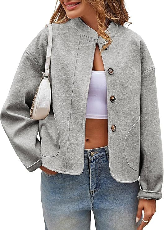 Streetwave Womens Oversized Button Front Jacket With Side Pockets For Stylish Versatile Everyday Style