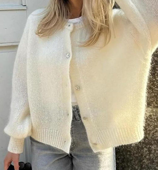Street Wave Women Mohair Cardigan Cozy Plush Knitwear For Everyday Comfort And Warmth
