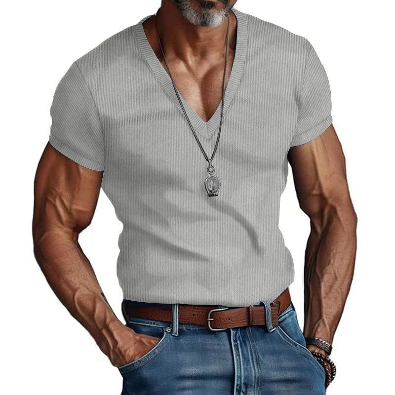 Street-Wave Men V-Neck Short Sleeve T Shirt Breathable Comfort For Everyday Style And Premium Fit