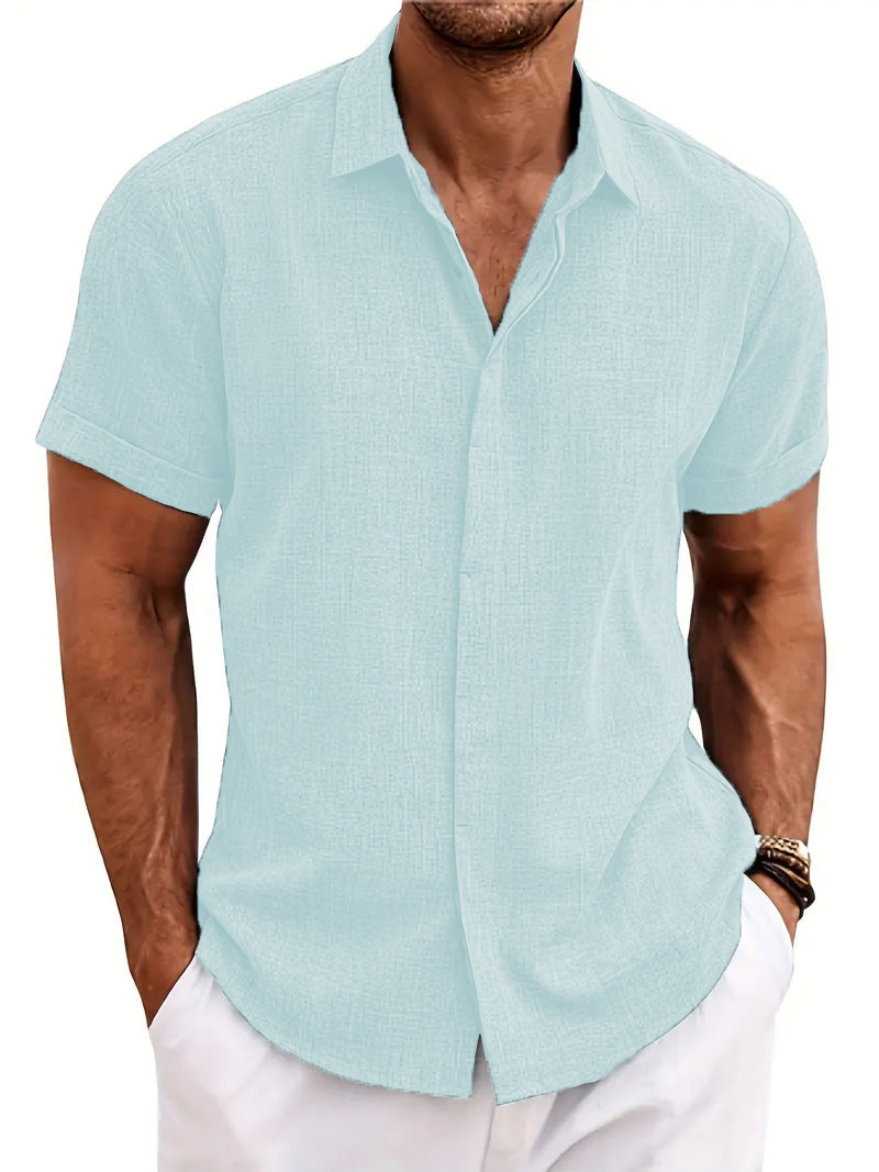 Street Wave Heidi Mode Linen Short Sleeve Shirt Tie Dye Lightweight Casual Comfort For Men