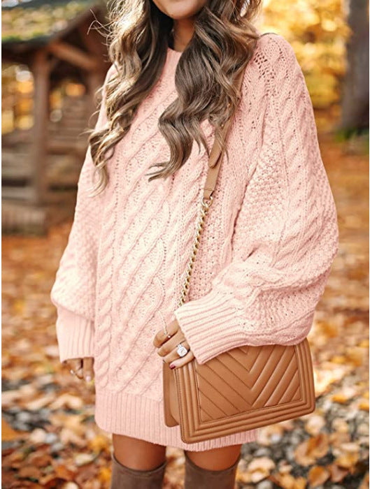 Street-wave Women's Cable Knit Sweater With Voluminous Sleeves In Soft Cozy Wool