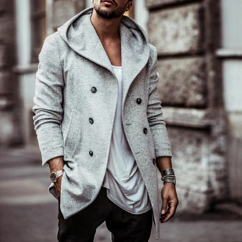 Streetwave Mens Stylish Hoodie Coat With Double Button Closure And Wide Collar Winter Ready