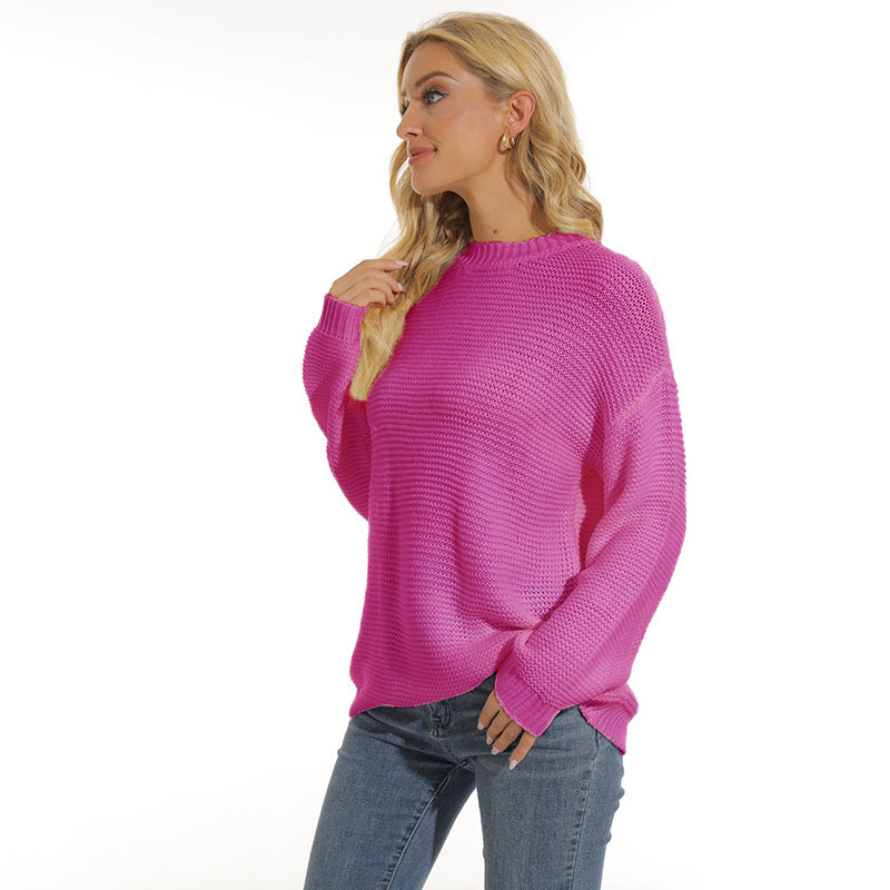 Street-wave Women's Knit Sweater With Structured Knit Pattern, Relaxed Fit For Everyday Wardrobe