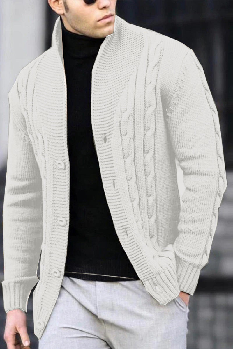 Street-wave Mens Cable Knit Cardigan With Durable Button Closure For Cool Days Everyday