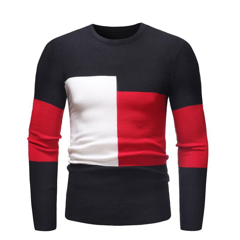 Street-Wave Men's Designer Block Pattern Sweater Modern Fit with Bold Colorblock Knit