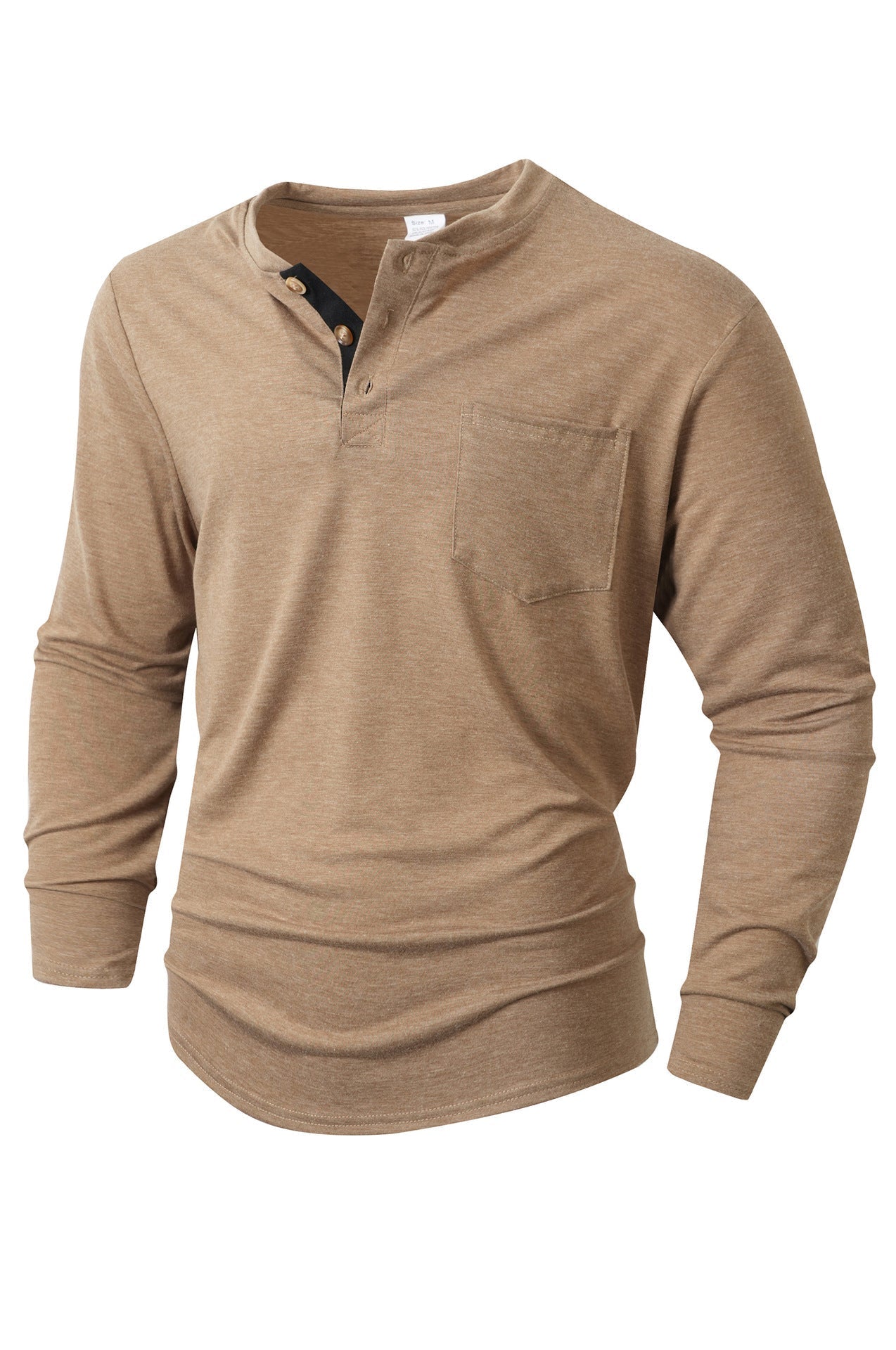 Street Wave Men Henley Shirt Long Sleeve Comfort Fit Soft Cotton For Everyday Wear