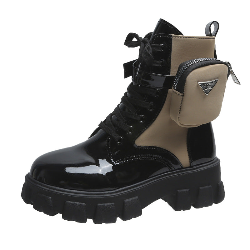 Street-wave Women Chunky Boots With Practical Side Pocket Design For Everyday Style