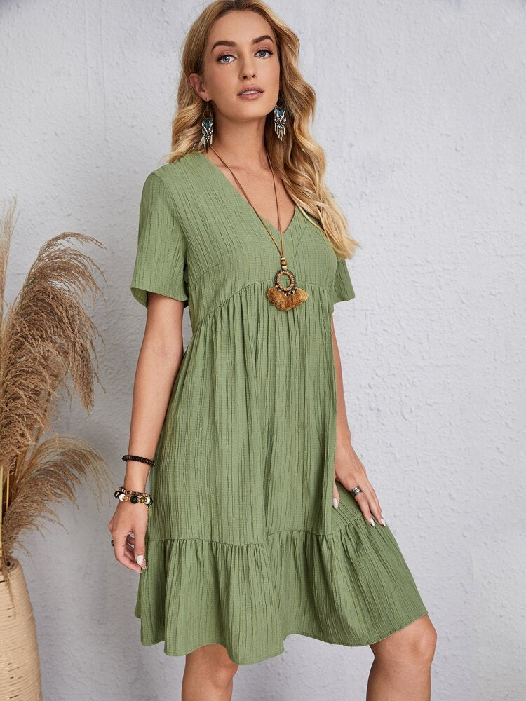 Eliana Comfort Dress For Women Flowy Fit With Elastic Waist Effortless Style And Easy Wear