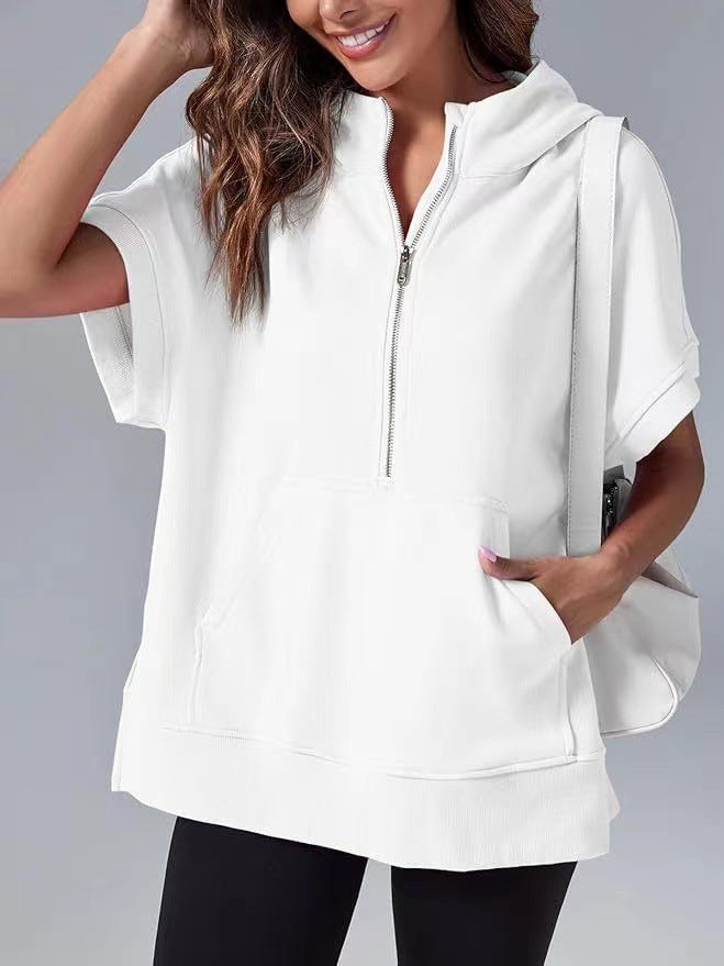Street-Wave Women's Lightweight Hoodie Half Zip With Front Kangaroo Pocket For Casual Comfort