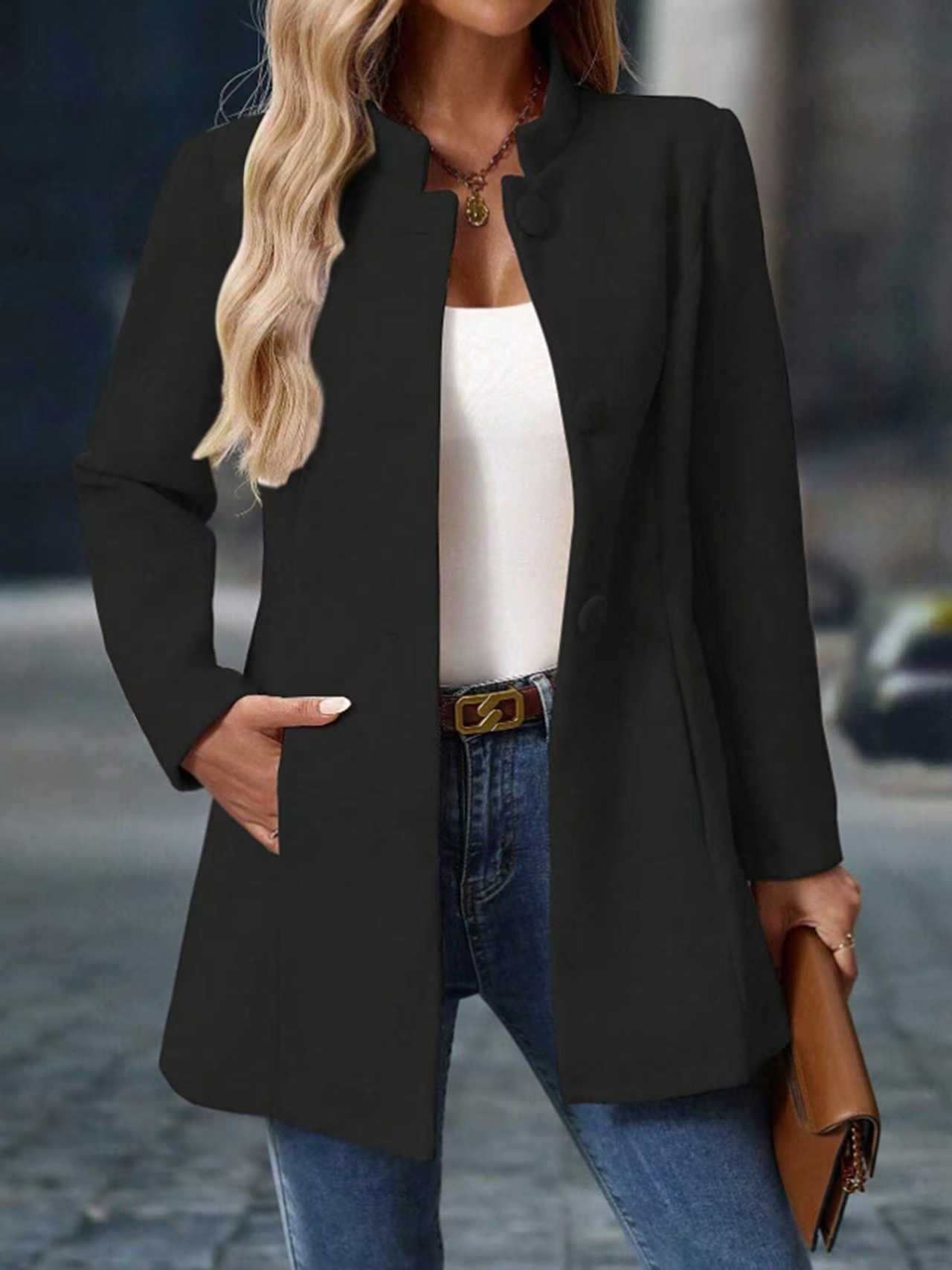 Street-Wave Women Classic Elegant Coat Breathable Warm Wool Blend Timeless Style For Everyday
