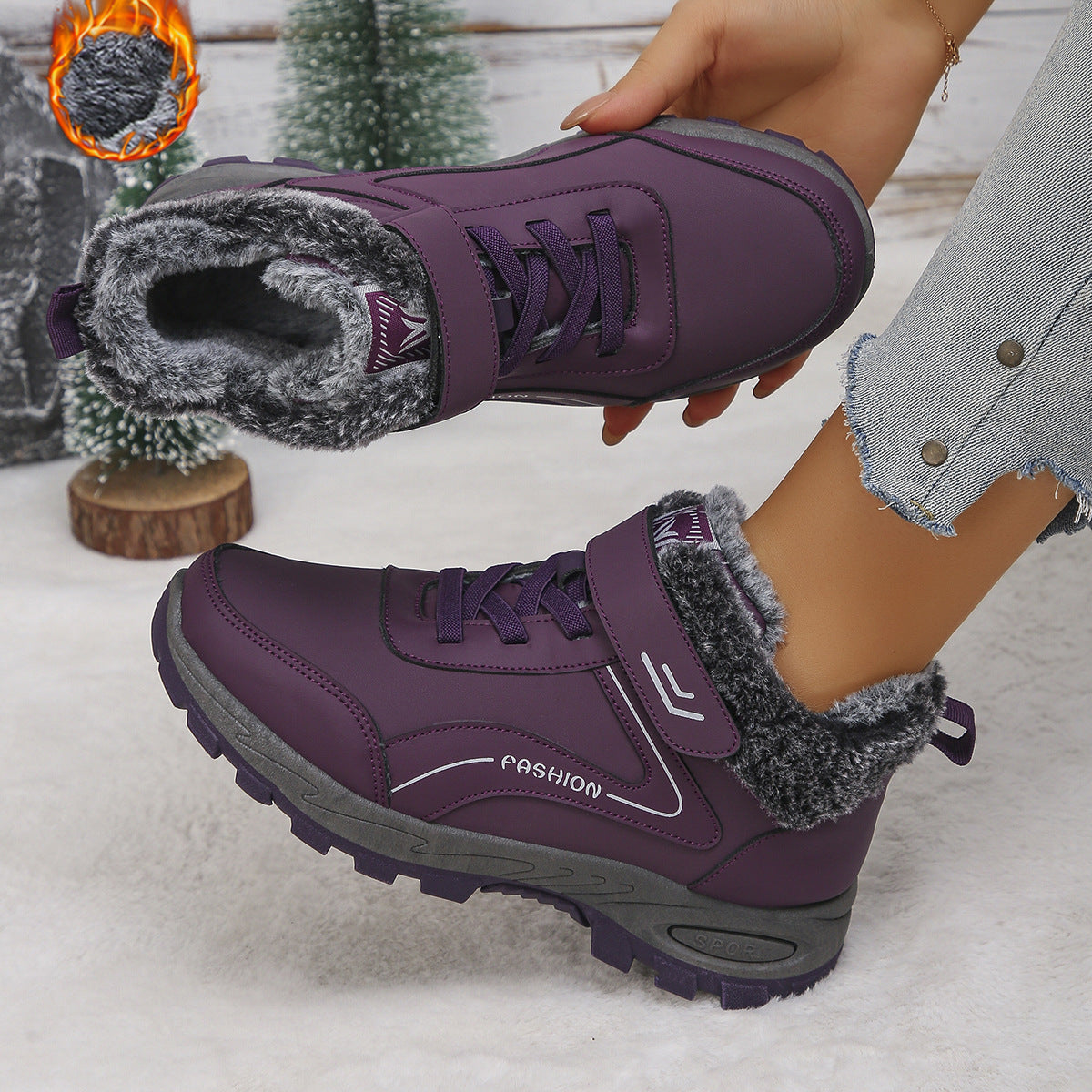 Street-Wave Women's Winter Boots With Water-Repellent Upper And Warm Fur Lining For All Weather Comfort