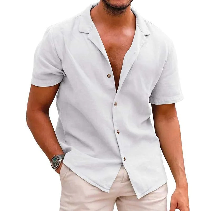 Linen Short Sleeve Shirt For Men By Street-Wave Lightweight Breathable Summer Essential