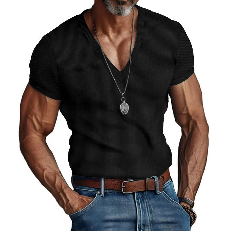 Street-Wave Men V-Neck Short Sleeve T Shirt Breathable Comfort For Everyday Style And Premium Fit