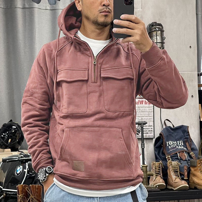 Street Wave Men's Premium Functional Hoodie With Practical Pockets For Outdoor Daily Activity