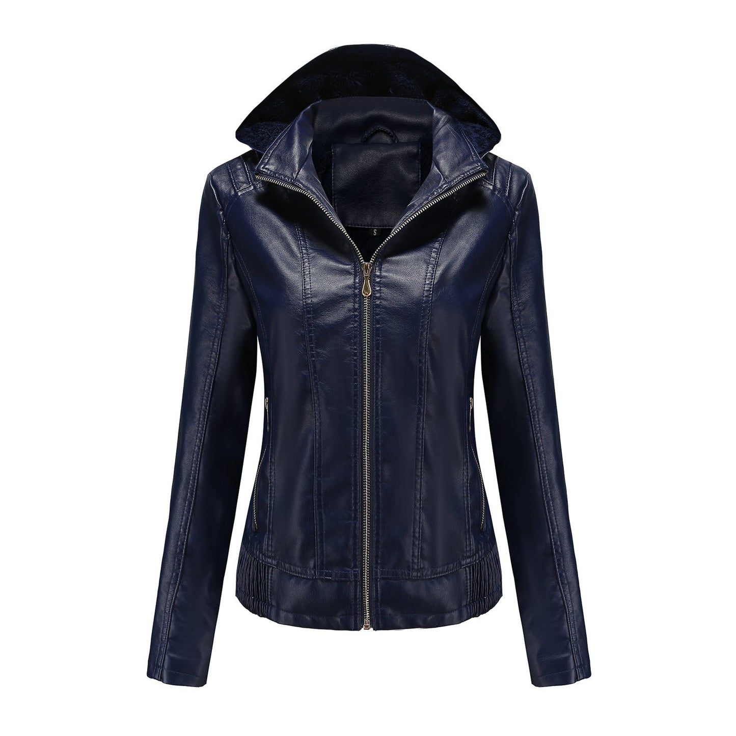 Street-wave Womens Faux Leather Jacket With High Collar And Elastic Cuffs For Urban Chic Style