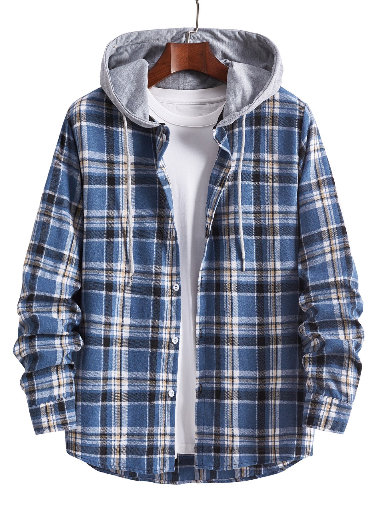 Street Wave Hooded Flannel Shirt For Men With Soft Cotton Comfort And Everyday Streetwear Style