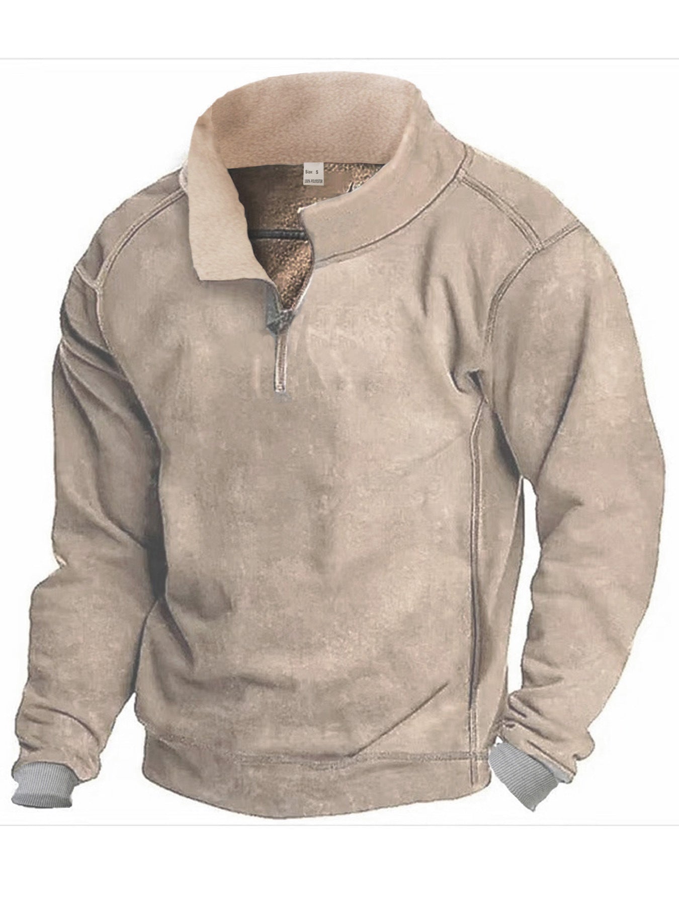 Street-wave Men's Fleece Sweatshirt With Stand Collar Soft Breathable Warmth For Active Lifestyle