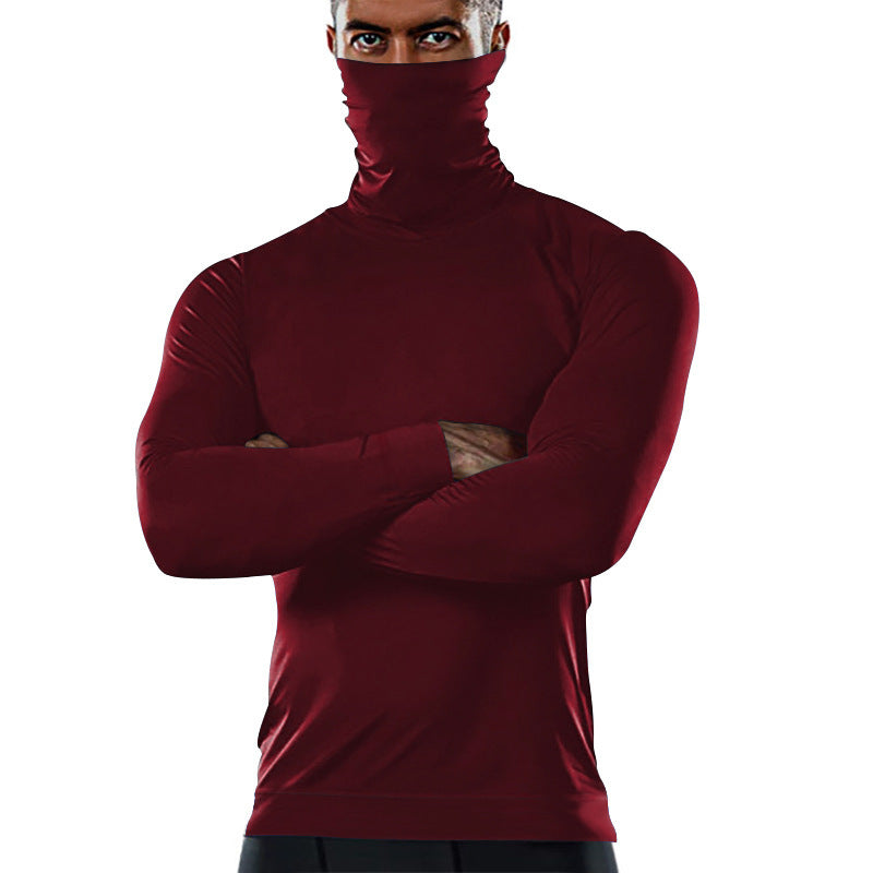 Street-wave Men's High-Collar Performance Shirt With Moisture-Wicking Tech For Athletes