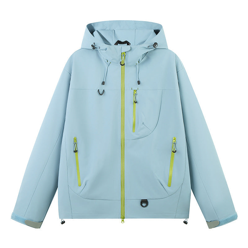 Street-wave Women's All-Weather Water-Resistant Outdoor Jacket With Adjustable Hood And Zipper Pockets
