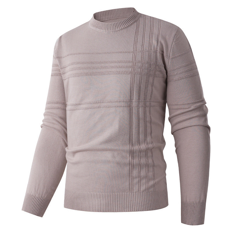Mens Premium Cotton-Blend Sweater With Structured Pattern Crew Neck Street-wave For Modern Men