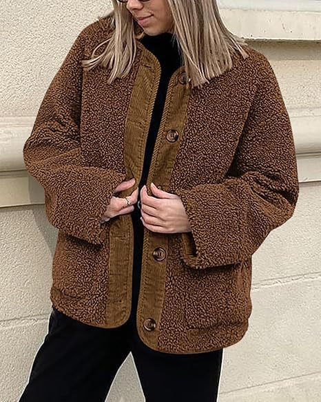 Street-Wave Cozy Teddy Jacket For Women With Color-Matched Collar Warm Plush Comfort