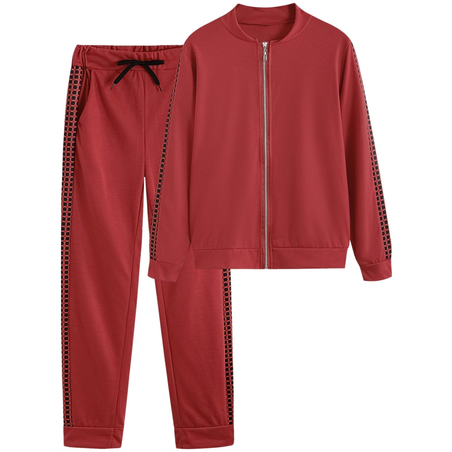 Womens Tracksuit Street-Wave Elastic Waistband With Stylish Elements For Active Women Comfort Set