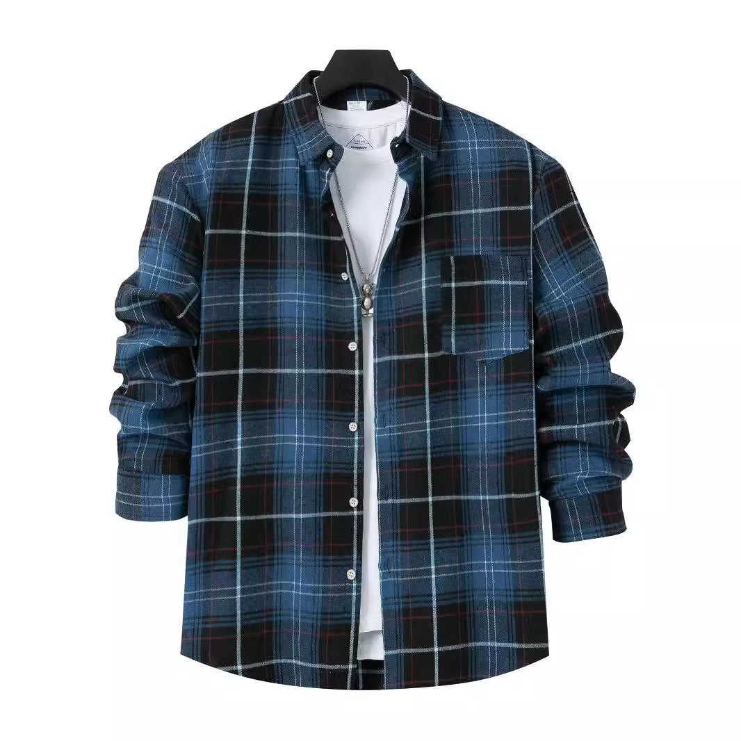 Streetwave Men Plaid Shirt Jacket Versatile Layering Piece For Casual Everyday Wear Durable Construction